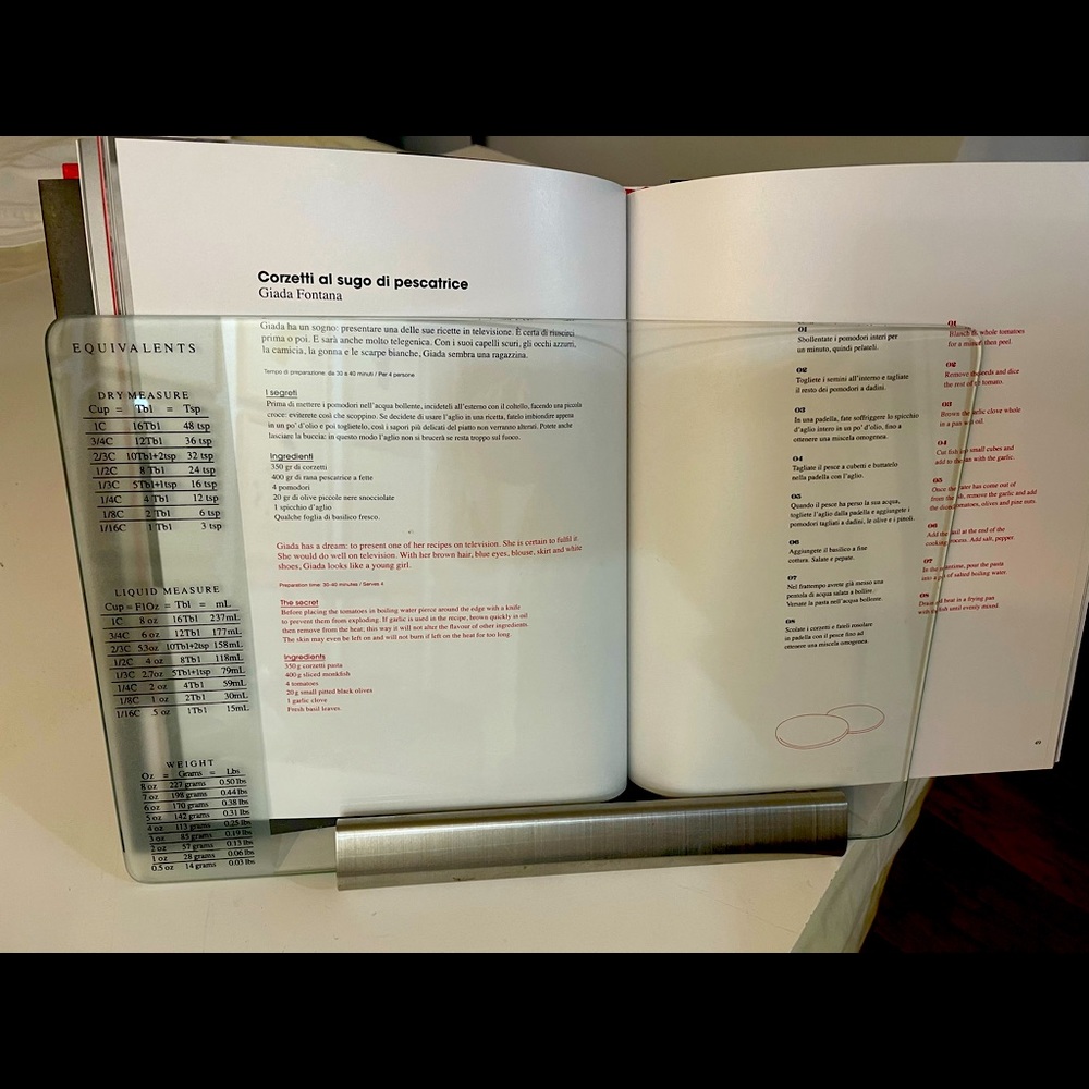 Stainless steel cookbook stand/holder